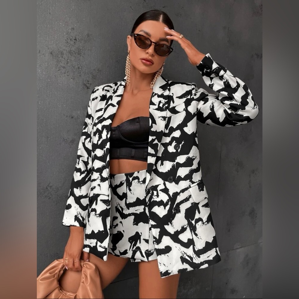 All Over print double breasted blazer, blazer only